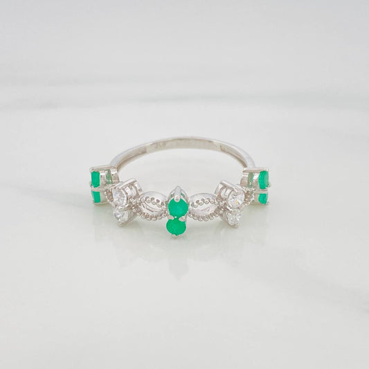 Anillo Infinito Zigzag Esmeralda 39Pts 1.95 g / T8 1/4 Plata 925