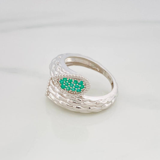 Anillo Serpiente Esmeralda 16Pts 6 g / T7 Plata 925