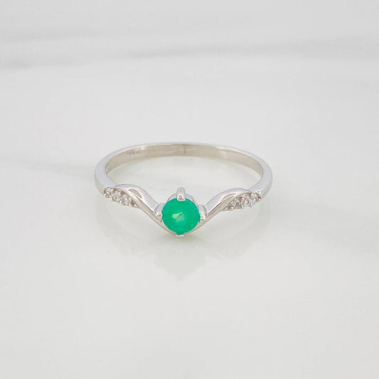 Anillo Solitario Tiara Esmeralda 20 Pts 1.2 g / T6 3/4 Plata 925