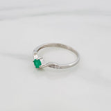 Anillo Solitario Tiara Esmeralda 20 Pts 1.2 g / T6 3/4 Plata 925