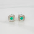 Topos Halo Cuadrado Esmeralda 20Pts 1.75 g / in / 6.86 mm Plata 925