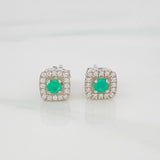 Topos Halo Cuadrado Esmeralda 20Pts 1.75 g / in / 6.86 mm Plata 925