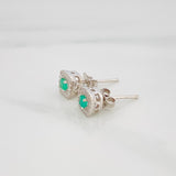 Topos Halo Cuadrado Esmeralda 20Pts 1.75 g / in / 6.86 mm Plata 925