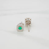 Topos Halo Cuadrado Esmeralda 22Pts 1.6 g / in / 6.09 mm Plata 925