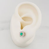 Topos Halo Cuadrado Esmeralda 22Pts 1.6 g / in / 6.09 mm Plata 925