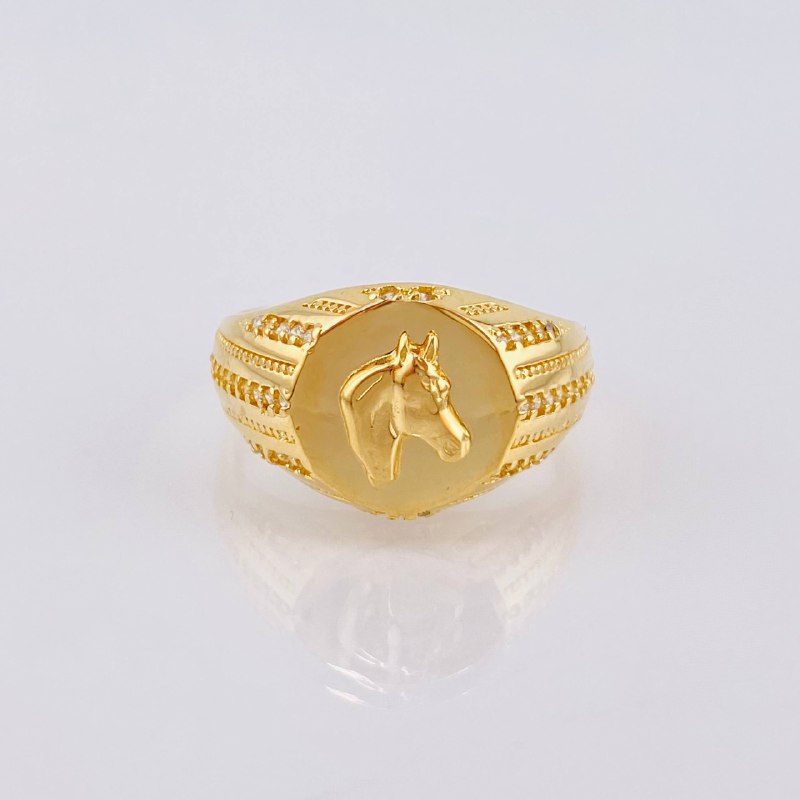 Anillo Sello Caballo 4.8gr / T9 1/2 / Oro Amarillo 18K *