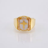 Anillo Escudo Cruz 7.75gr / T10 1/4 / Tres Oros 18K *