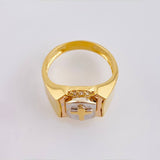 Anillo Escudo Cruz 7.75gr / T10 1/4 / Tres Oros 18K *