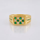 Anillo Sello Real Verde 5.1gr / T10 / Oro Amarillo 18K *