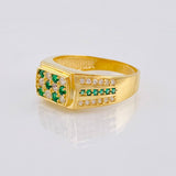 Anillo Sello Real Verde 5.1gr / T10 / Oro Amarillo 18K *