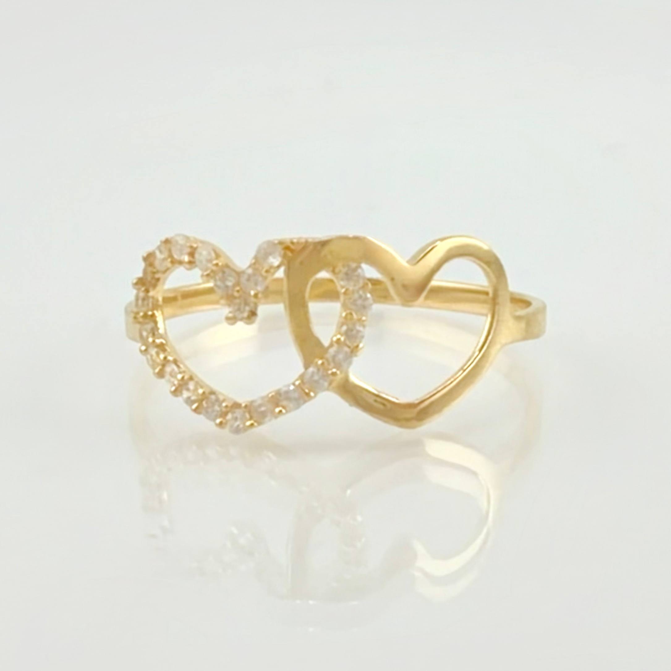 Anillo Duo Corazón 1.1gr / T6 3/4 / Oro Amarillo 18K *