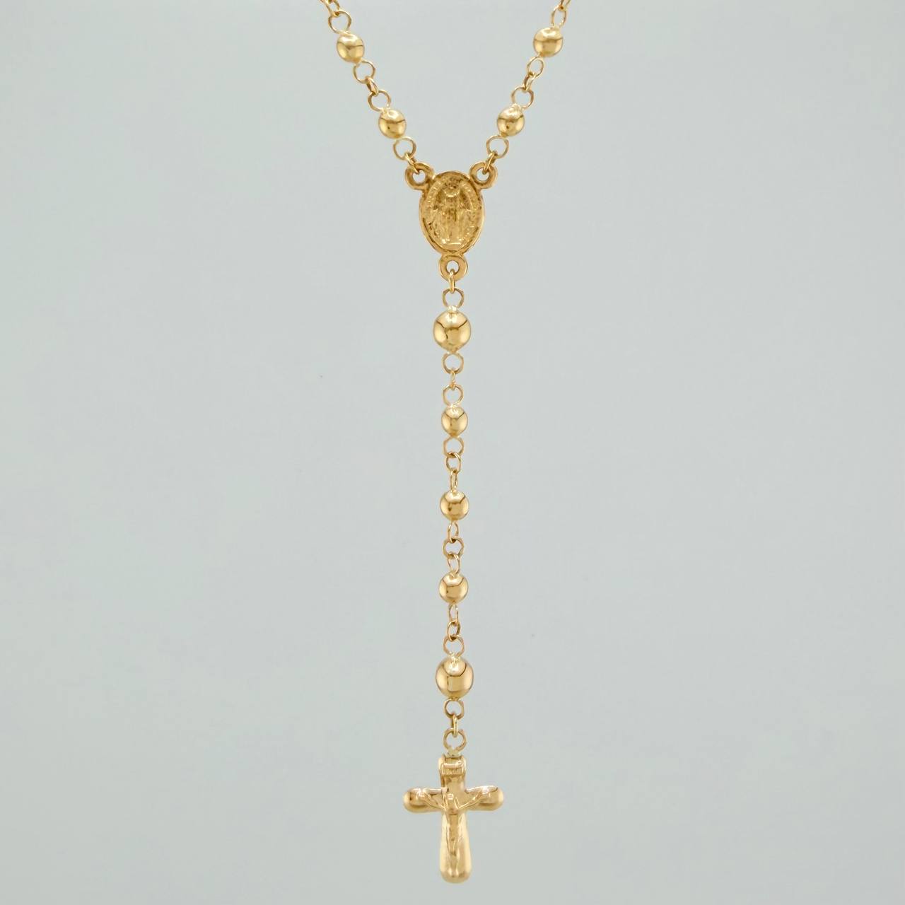 Rosario Virgen Milagrosa Cruz Cristo 5.65gr / 19 1/4 in / 3mm-4mm Oro Amarillo 18K %