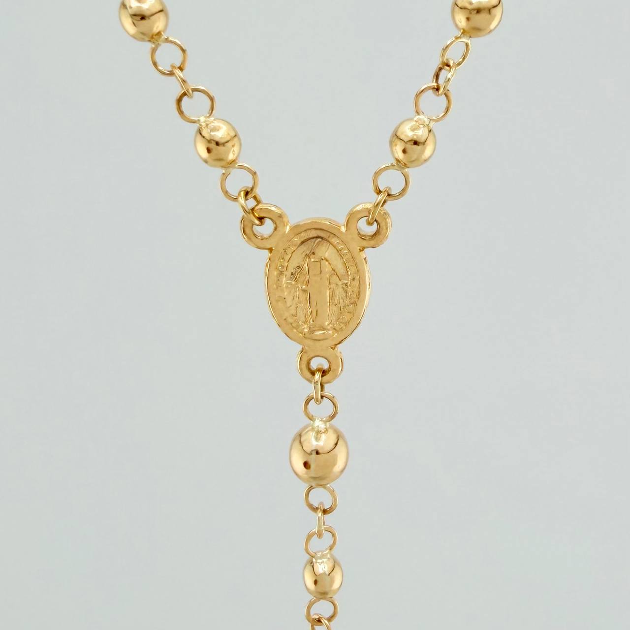 Rosario Virgen Milagrosa Cruz Cristo 5.65gr / 19 1/4 in / 3mm-4mm Oro Amarillo 18K %