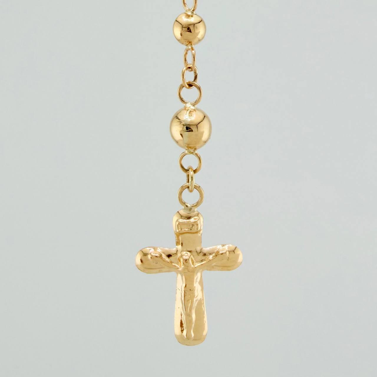 Rosario Virgen Milagrosa Cruz Cristo 5.65gr / 19 1/4 in / 3mm-4mm Oro Amarillo 18K %