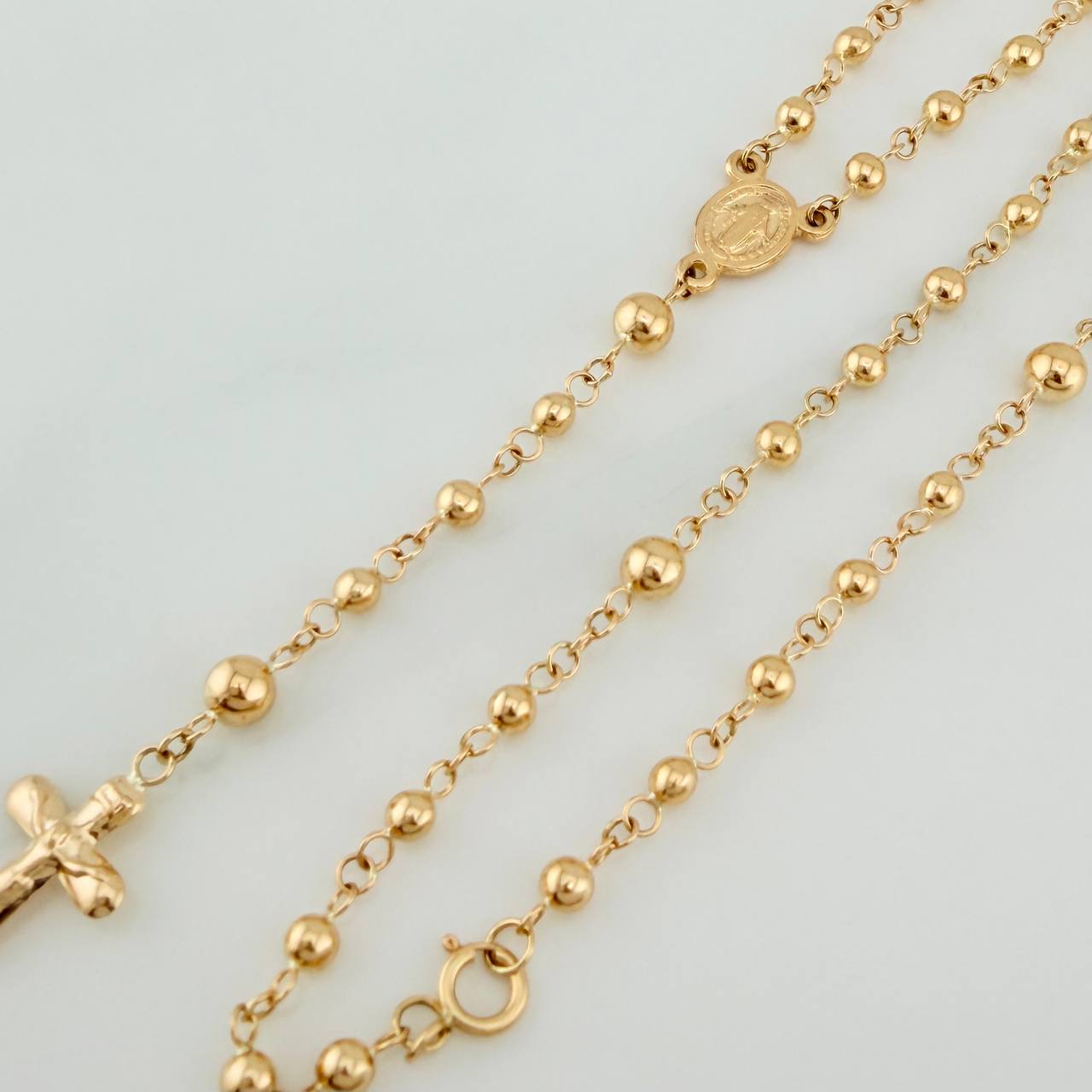 Rosario Virgen Milagrosa Cruz Cristo 5.65gr / 19 1/4 in / 3mm-4mm Oro Amarillo 18K %