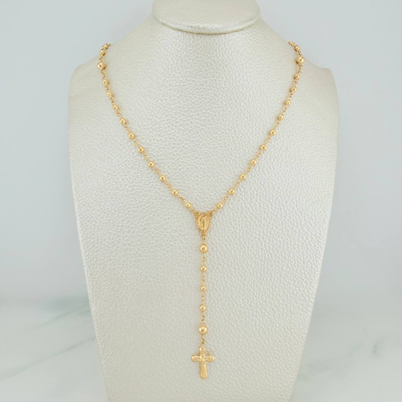 Rosario Virgen Milagrosa Cruz Cristo 5.65gr / 19 1/4 in / 3mm-4mm Oro Amarillo 18K %