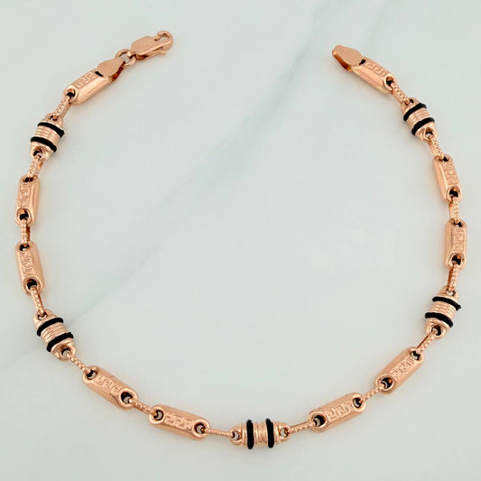 Rustic Tribal Barrel Bracelet 5.1gr / 8 1/4 in / 4.3mm 18K Rose Gold %