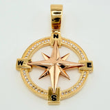 Pendant Compass 7.4gr / 1 1/2 in / Two-tone Yellow Rose 18K Gold