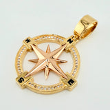 Pendant Compass 7.4gr / 1 1/2 in / Two-tone Yellow Rose 18K Gold