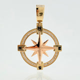 Pendant Compass 7.4gr / 1 1/2 in / Two-tone Yellow Rose 18K Gold