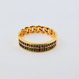 Anillo Cubano Parcial 3.5gr / T8 1/4 / Oro Amarillo 18K *