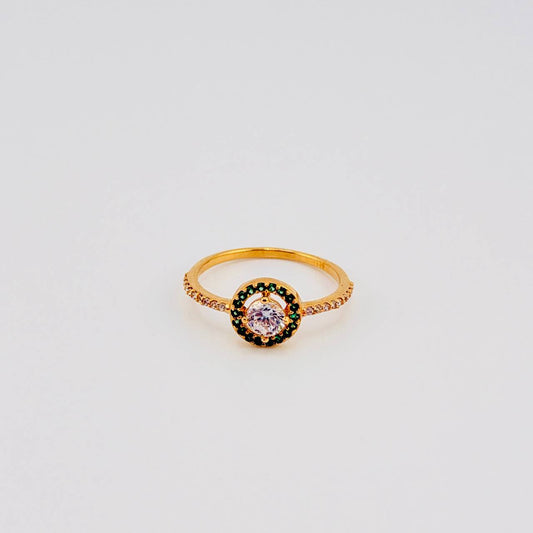 Anillo Halo Circular 1.95gr / T6 3/4 / Oro Amarillo 18K *