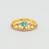 Anillo Corona Incrustada 2.8gr / T7 3/4 / Oro Amarillo 18K *