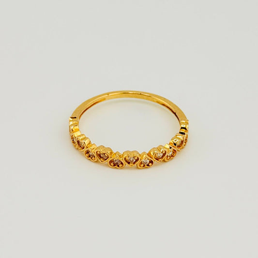 Anillo Linea Corazones 1.7gr / T7 1/4 / Oro Amarillo 18K *