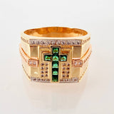 Anillo Cruz 8.55gr / T11 / Tres Oros 18K *