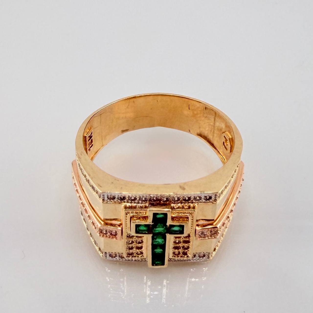 Anillo Cruz 8.55gr / T11 / Tres Oros 18K *