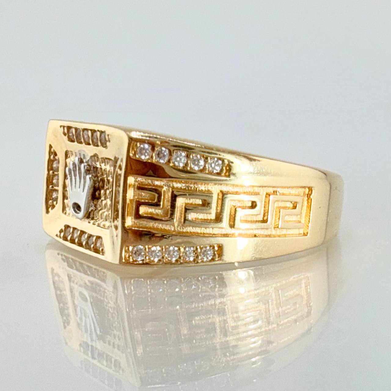 Anillo Corona Tribal 7.5gr / T10 1/2 / Dos Oros Amarillo Blanco 18K *