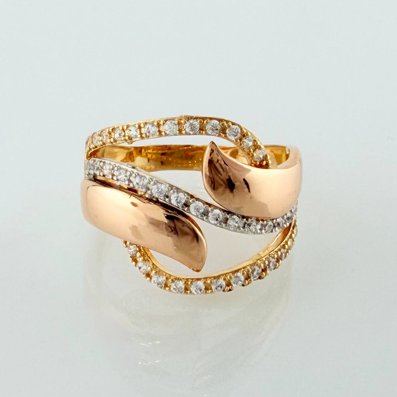 Anillo Rustico Olas 4.3gr / T7 1/2 / Dos Oros Amarillo Rosa 18K *