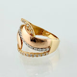 Anillo Rustico Olas 4.3gr / T7 1/2 / Dos Oros Amarillo Rosa 18K *