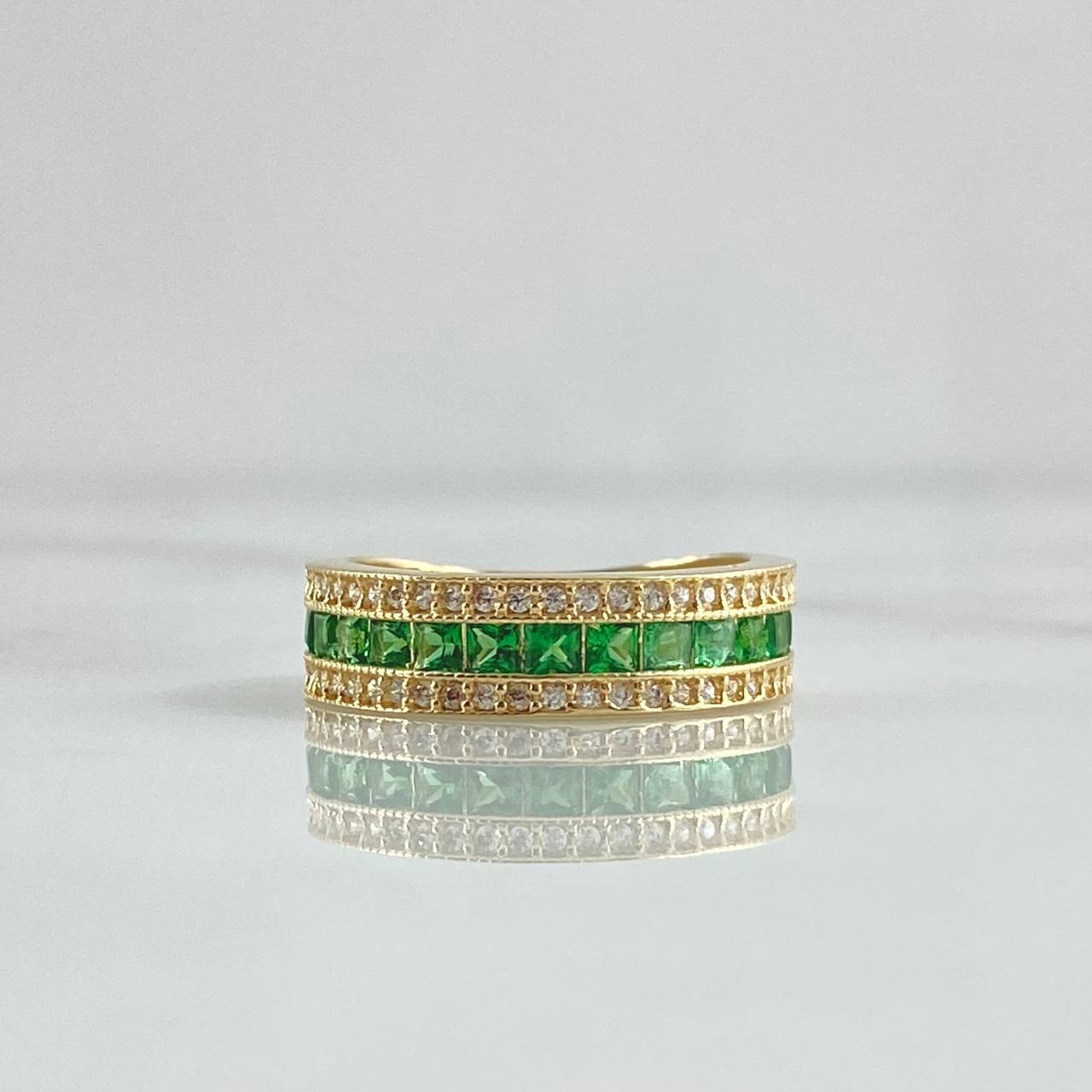 Intermediate Rail Ring Band 3.3gr / T5 3/4 / White Zircons - 18K Yellow Gold Green