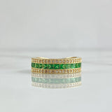 Intermediate Rail Ring Band 3.3gr / T5 3/4 / White Zircons - 18K Yellow Gold Green