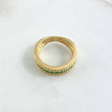 Intermediate Rail Ring Band 3.3gr / T5 3/4 / White Zircons - 18K Yellow Gold Green