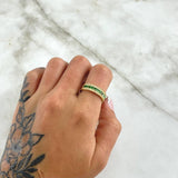Intermediate Rail Ring Band 3.3gr / T5 3/4 / White Zircons - 18K Yellow Gold Green