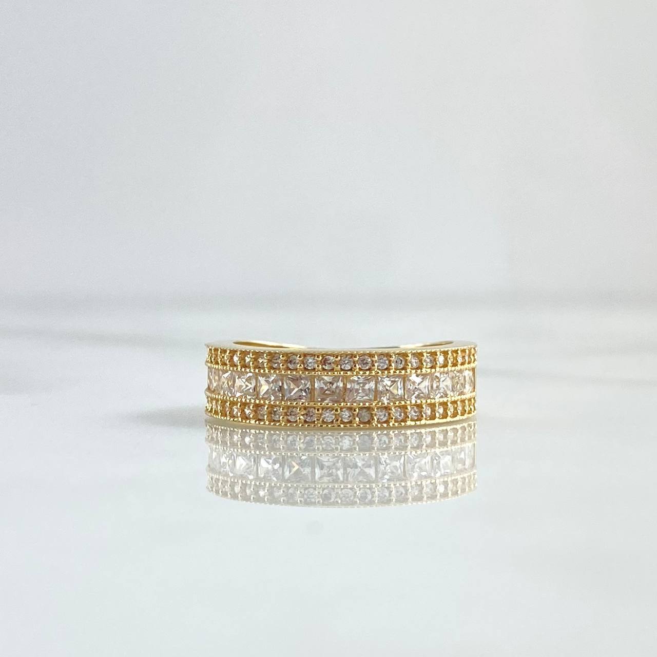 Intermediate Rail Hoop Ring 3.95gr / T6 1/4 / White Zircons 18K Yellow Gold