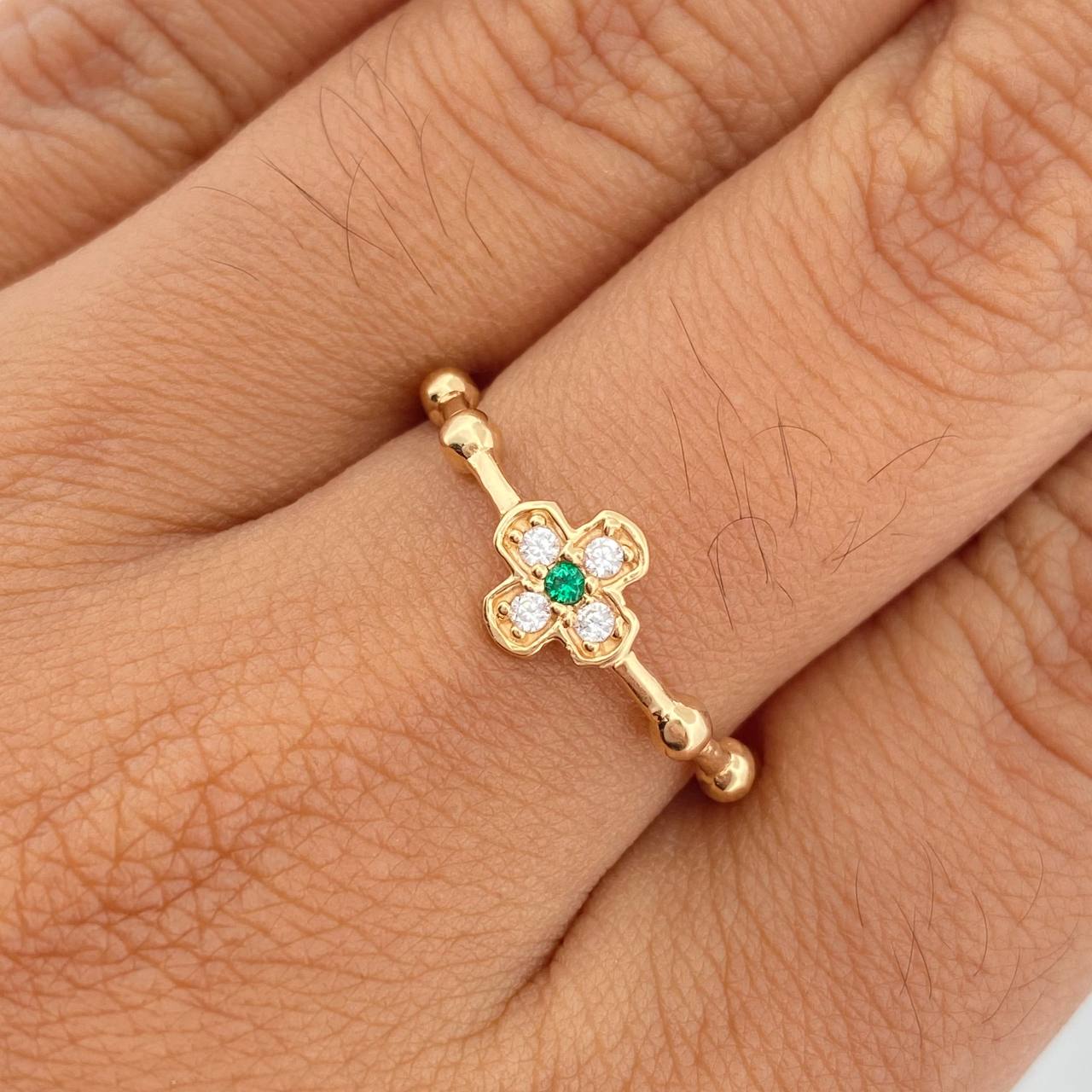 Flower Circles Ring 2.15gr / T6 3/4 / Yellow Gold 18K %