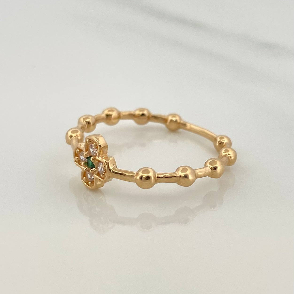 Flower Circles Ring 2.15gr / T6 3/4 / Yellow Gold 18K %