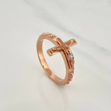 Anillo Cruz Cristo 6.45gr / T11 1/2 / Dos Oros Blanco Rosa 18K %