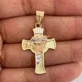 Cross Face of Christ Pendant 4.45gr / 1 1/2 in / Two Yellow White Golds 18K %