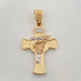 Cross Face of Christ Pendant 4.45gr / 1 1/2 in / Two Yellow White Golds 18K %