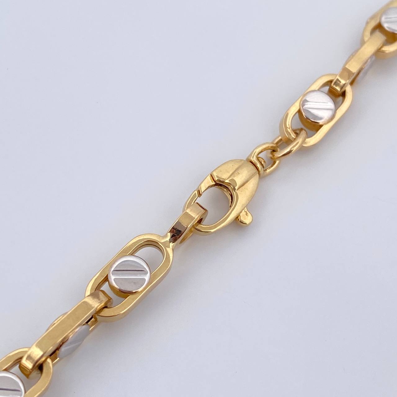 Cadena Clik Tornillos 25.2gr / 60.7cm / Dos Oros Amarillo Blanco +4 18K $