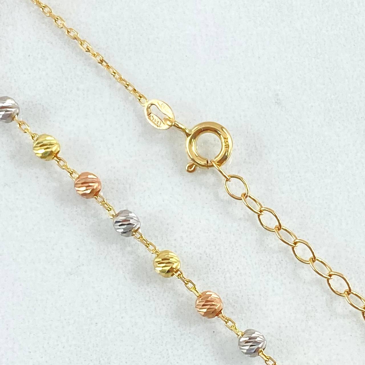 Denarius Type Chain Miraculous Virgin 3.2gr / 17.7in / Three Golds +4 18K *
