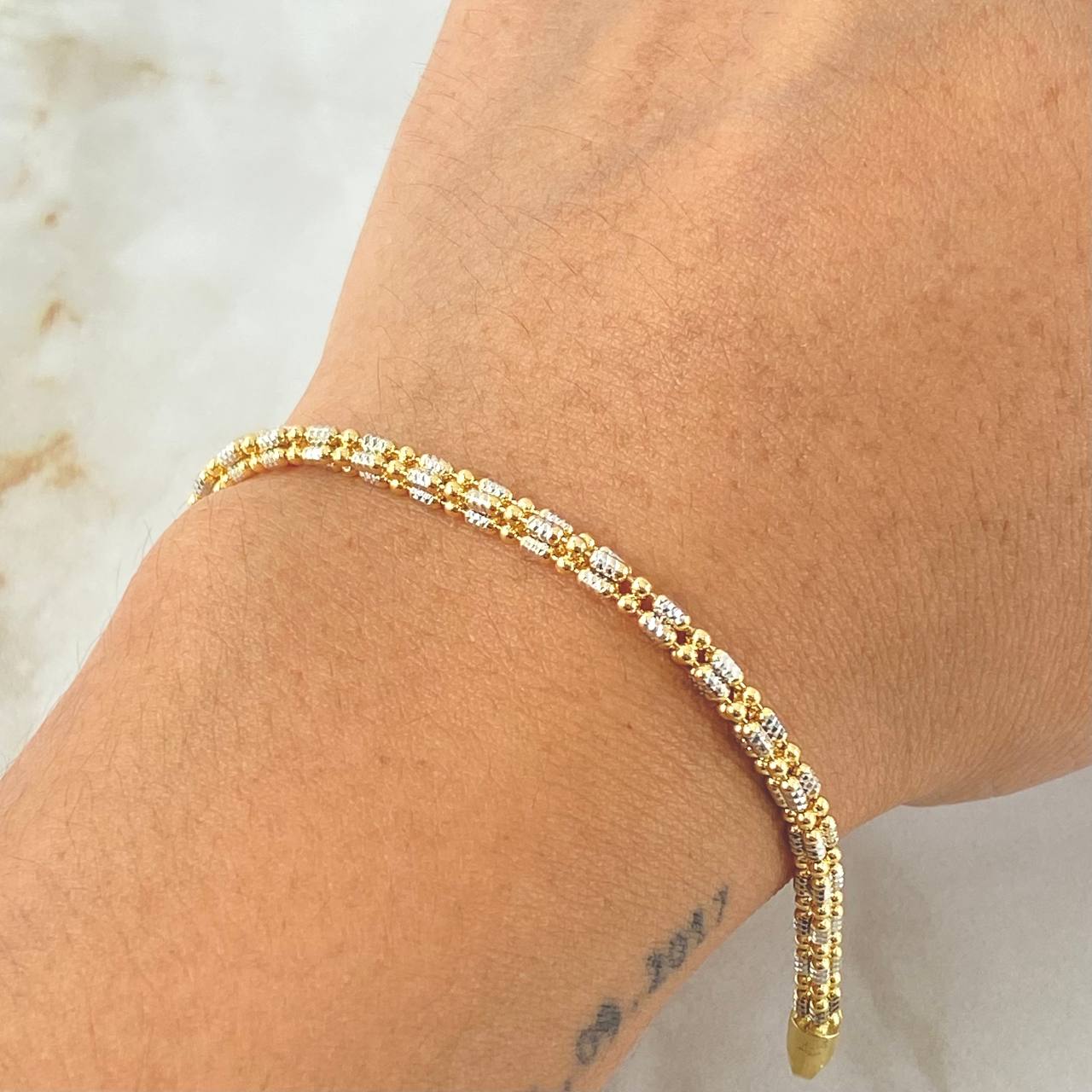 Ice Bracelet 8.15gr / 8.5in / Two Tone Yellow White 18K +4 ©