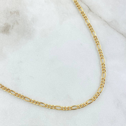 Cadena Figaro 7.5gr / 27 1/2 in / 3.3mm Oro Amarillo +1 18K *