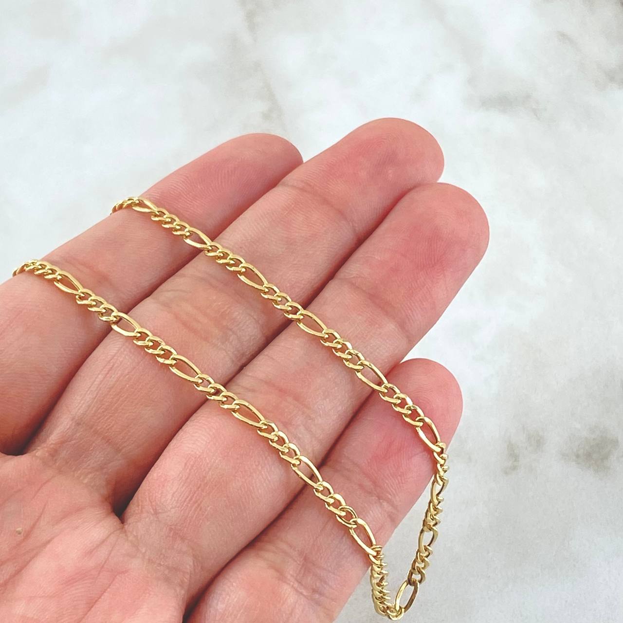 Figaro Chain 3.65gr / 27.6in 18K Gold +1$
