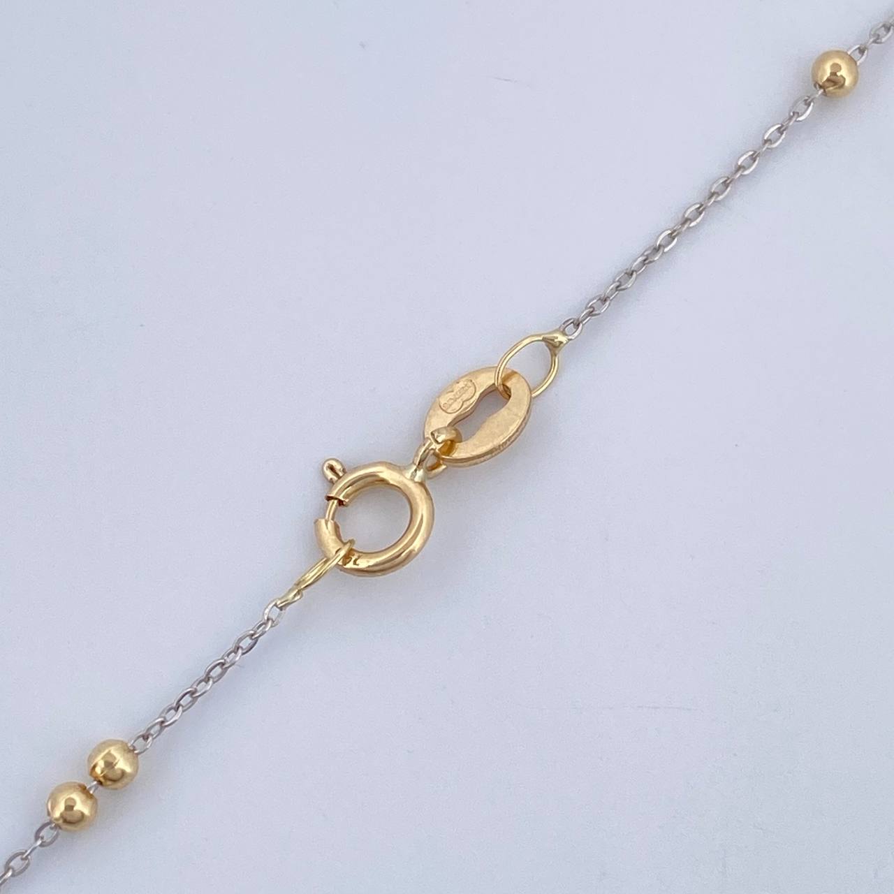 Cadena Aro Seguido Bolas 1.2gr / 44.8cm / Dos Oros Amarillo Blanco +3 18K &