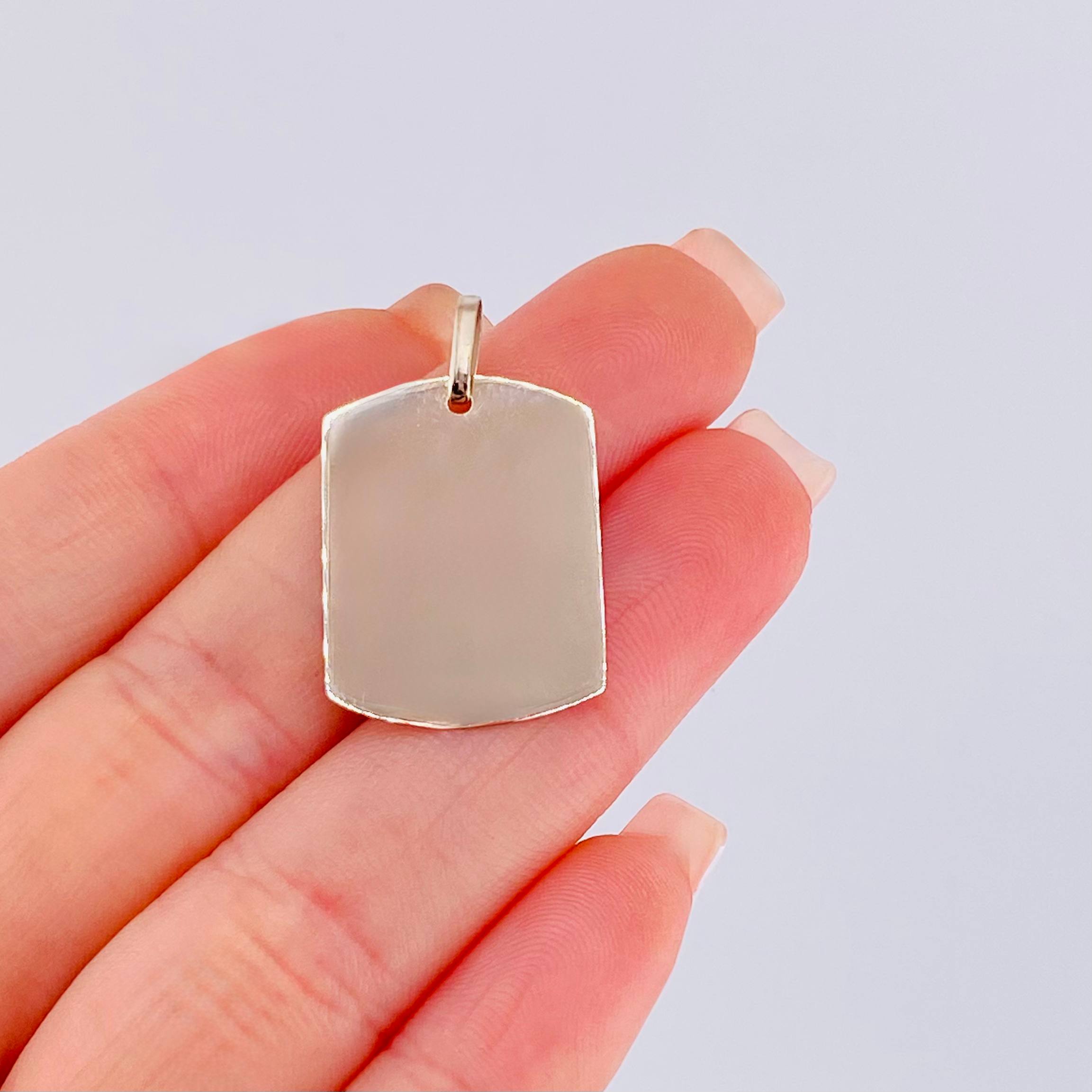 Dije Placa Rectangular Ovalada 1.55gr / 1 1/4 in / 25x19mm Oro Blanco 18K